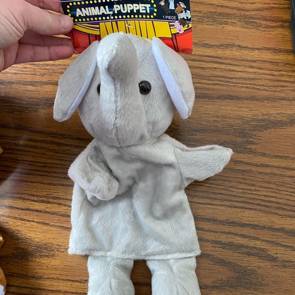 3 NWT Plush Animal Hand Puppets Dog Panda Bear Elephant - Picture 8 of 10